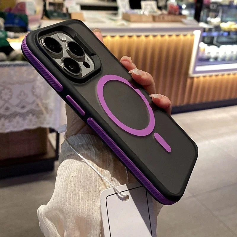 Funda de teléfono con armadura mate de lujo para iPhone 16 15 14 11 12 13 Pro Max Plus Magsafe, Fundas traseras con parachoques magnético, Funda Coque