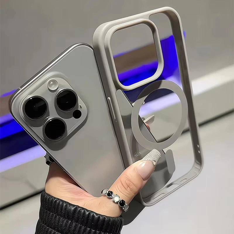 Funda de teléfono con carga magnética de titanio Natural mate para iPhone 16 15 14 13 12 11 Pro Max Plus Mini magsafe cubierta dura a prueba de golpes