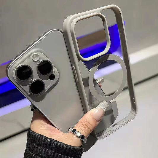 Funda de teléfono con carga magnética de titanio Natural mate para iPhone 16 15 14 13 12 11 Pro Max Plus Mini magsafe cubierta dura a prueba de golpes