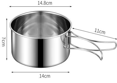 Juego de utensilios de cocina para acampar, olla de cocina de acero inoxidable con sartén, utensilios de cocina portátiles para exteriores, olla para Picnic, mochilero, Camping y senderismo