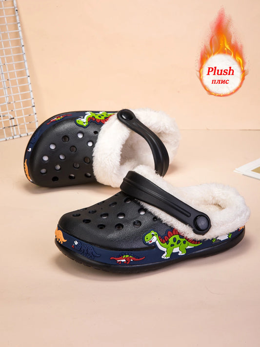 Sandalias de invierno para niños, zapatillas de piel para niños, zapatos para niñas, zuecos antideslizantes, sandalias bonitas de dibujos animados para niñas, zapatos para niños