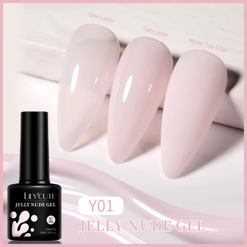 LILYCUTE-esmalte en Gel para uñas, barniz semipermanente para manicura, con LED UV, 129 colores, 7ML