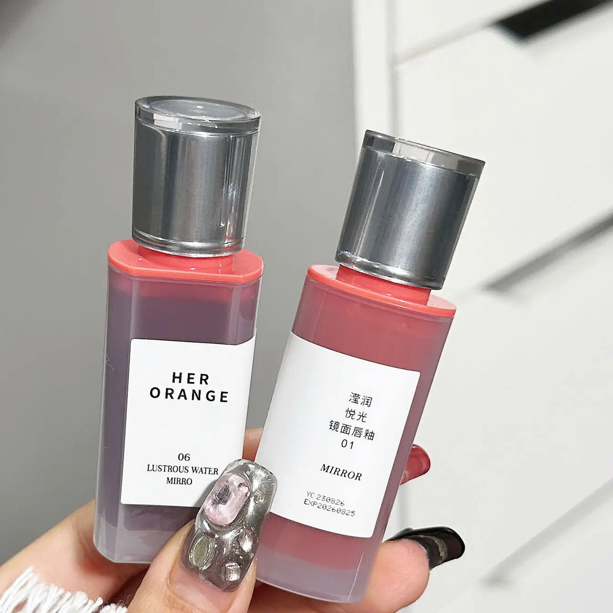 Tinte Labial Hidratante con Brillo Herorange, Textura Acuosa, Labios Voluminosos con Efecto Cristal, Larga Duración, No Reseca, Maquillaje Diario para Citas