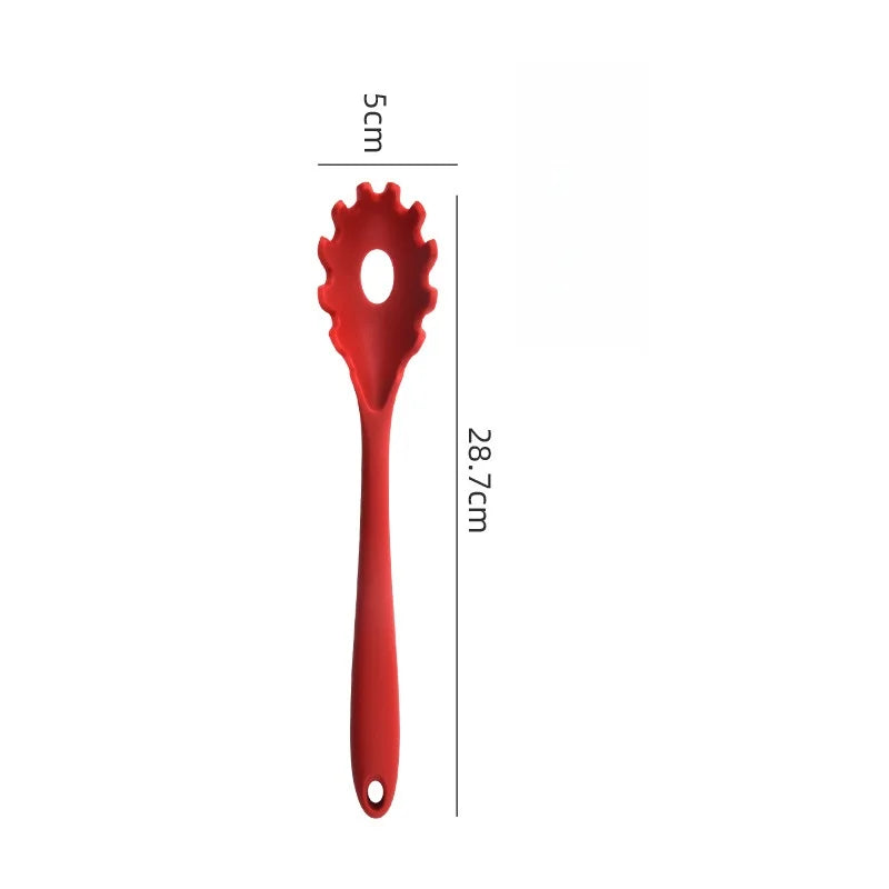 Colador de fideos y Pasta de silicona, cuchara para espagueti con mango largo, cuchara para fideos, colador con ranura, colador de drenaje de nailon, utensilio de cocina
