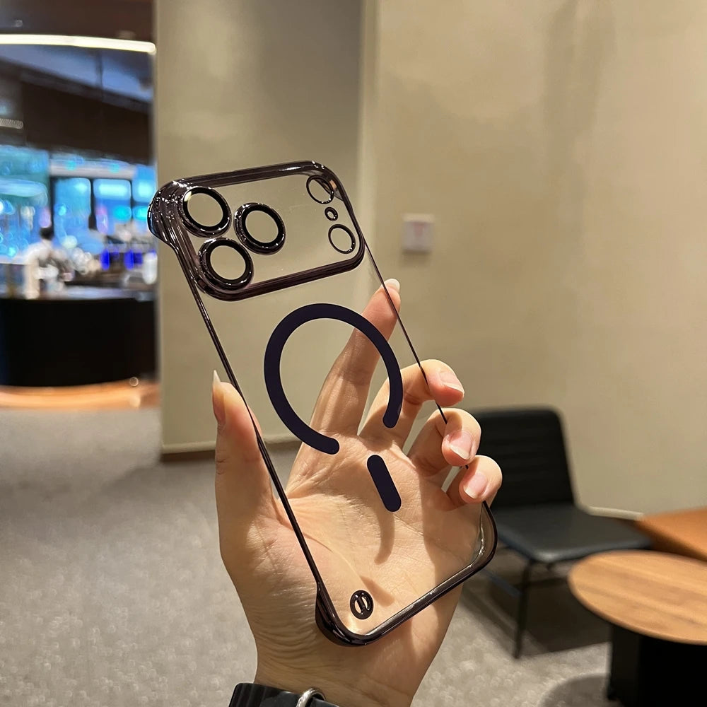 Funda sin marco para iPhone 17 Pro Max Air, compatible con carga inalámbrica MagSafe, para iPhone 13 14 15 16 Pro Max, cubierta delgada de PC con revestimiento