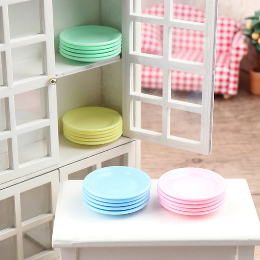 Mini platos de comida para casa de muñecas, plato de comedor de simulación para casa de muñecas, accesorios de cocina, juguetes para juego de imitación, 5 uds.