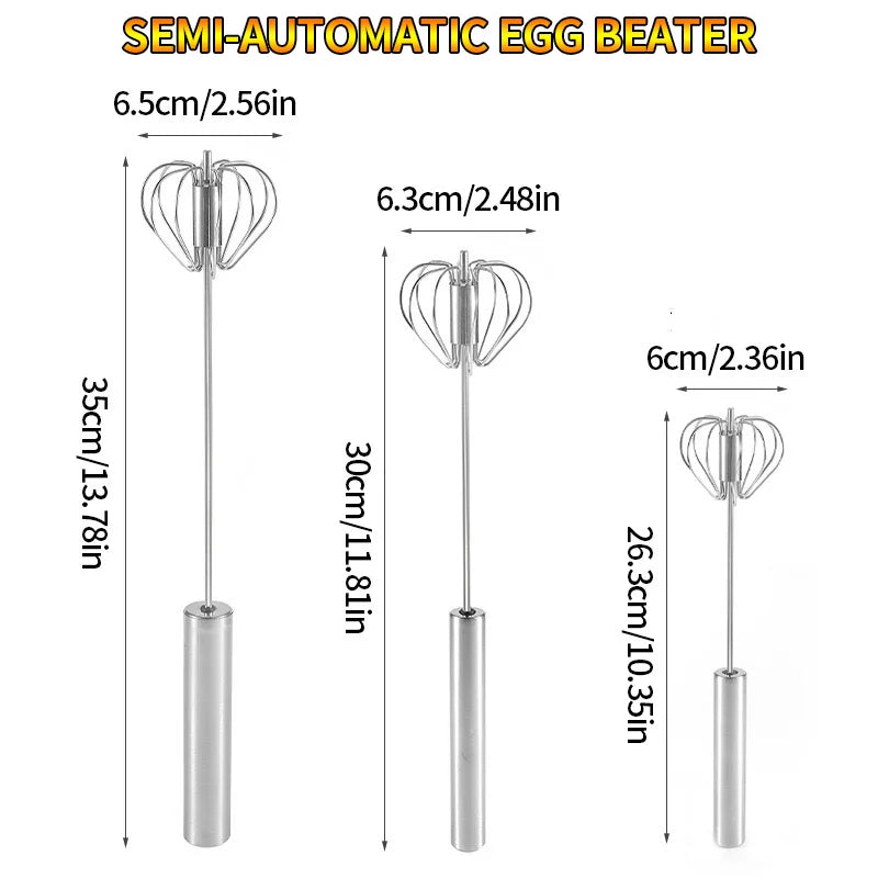 Batidor de huevos semiautomático, mezclador de huevos de crema giratorio, batidor de huevos Manual para el hogar, herramienta para hornear, herramientas de cocina