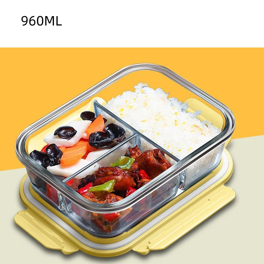 Fiambrera de vidrio, contenedores de almacenamiento de alimentos con tapas, contenedores de preparación de comidas, caja de mantenimiento fresco de vidrio, fiambreras herméticas, cajas Bento