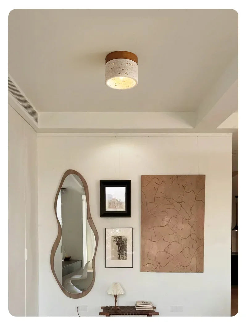 Lámpara de techo LED de piedra travertino, accesorio de iluminación para pasillo, sala de estar, comedor, decoración de dormitorio, lámpara de techo