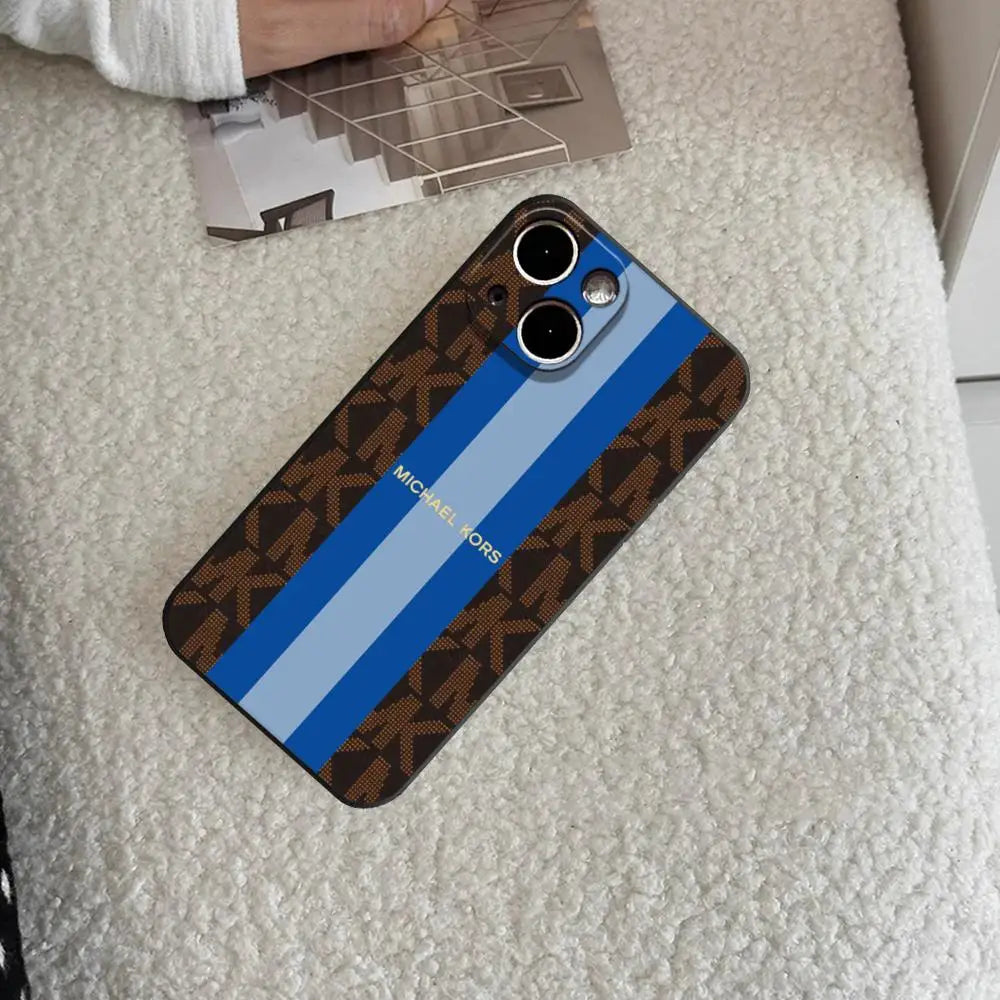 Funda HYBXAXC HD M-Michael Kors--M-K para iPhone 17 Air 16 15 14 Plus 13 12 11 Pro Max 16e, Antigolpes, Transparente, con Parte Trasera HD
