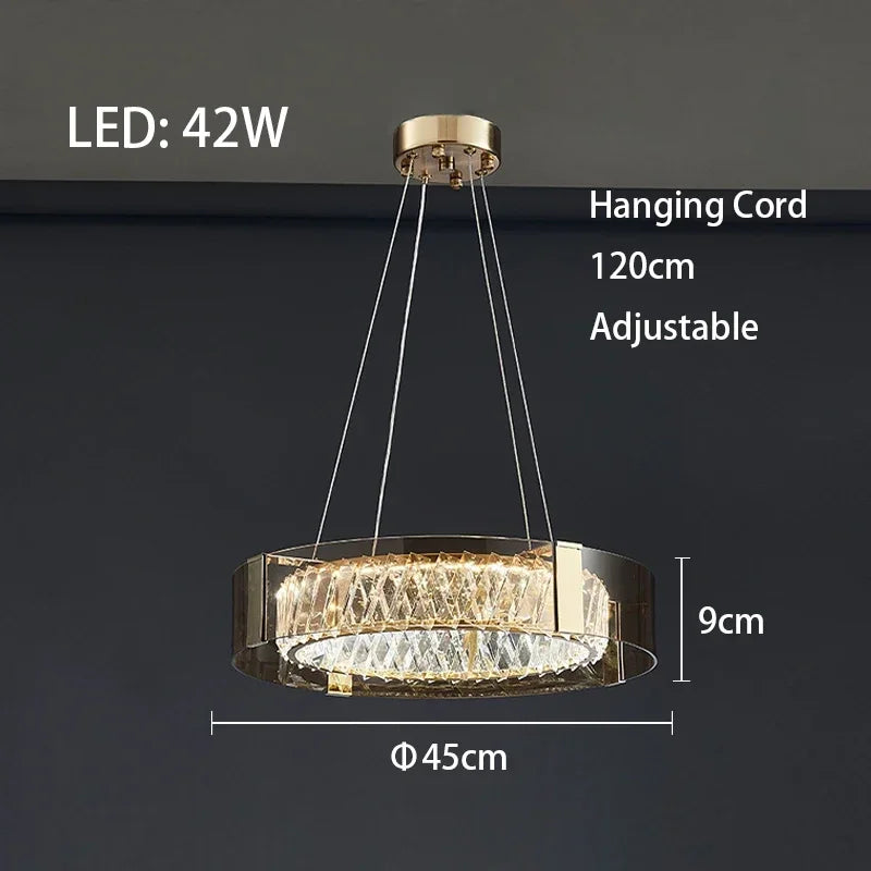 Luces de techo de cristal, luces LED, candelabro de techo moderno, lámparas regulables de lujo, decoración de habitación, Plafonnier, decoración del hogar para dormitorio
