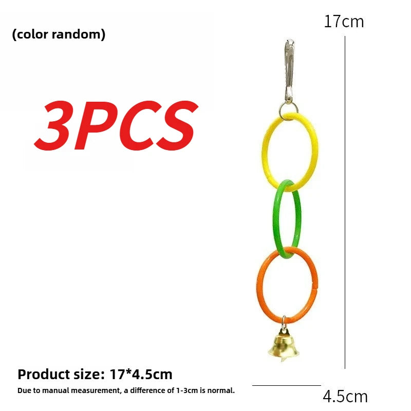 Columpio para loros, jaula para pájaros, juguetes con sonido de campana, anillo de escalada colorido para molinillo de anillos de Color, jaula de juguete para pájaros