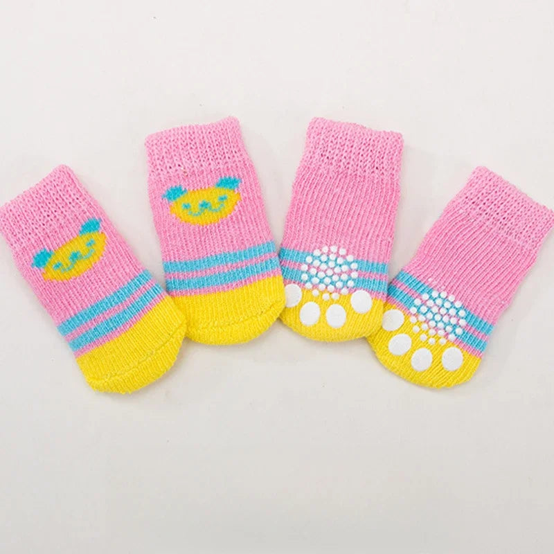 4Pcs/Set Pet Socks Anti Slip Dog Foot Cover Set Teddy Dog Shoes Set 4 Dogs Socks Puppy Socks Dogs Shoes for Small Dogs