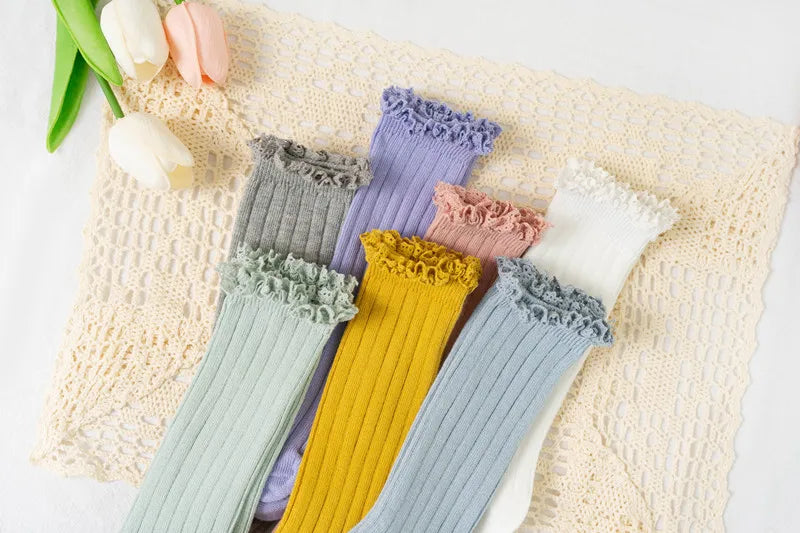 Calcetines Largos con Encaje para Niñas
