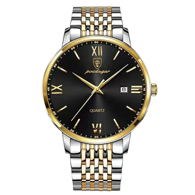 POEDAGAR, relojes de negocios de lujo para hombre, reloj de pulsera resistente al agua de acero inoxidable con fecha para hombre, reloj de pulsera de cuarzo Simple a la moda para hombre