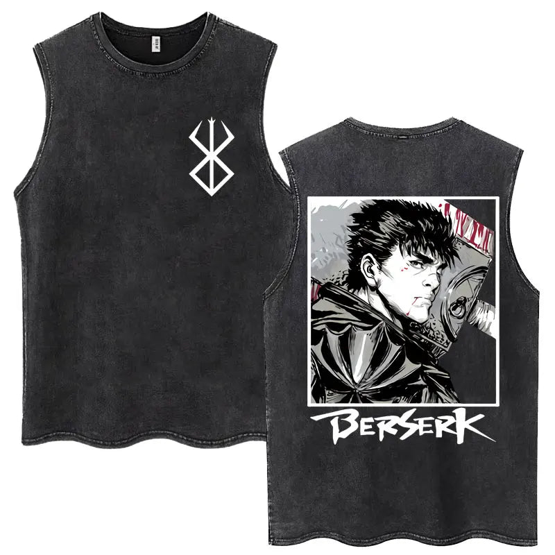 Camisetas sin mangas Harajuku lavadas de Anime Berserk Guts, camisetas Retro de Manga Gatsu Griffith Zodd, camisetas sin mangas, Camiseta de algodón Unisex de gran tamaño