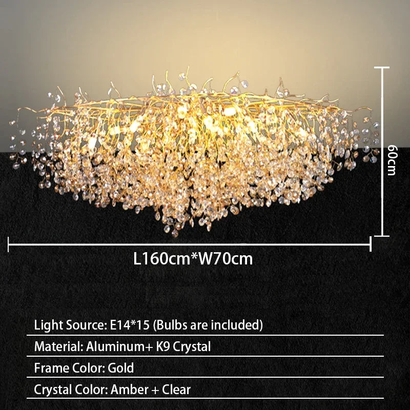 Candelabro de techo moderno para sala de estar, lámpara colgante de cristal de lujo para decoración Interior de Hotel y cocina, accesorio de iluminación