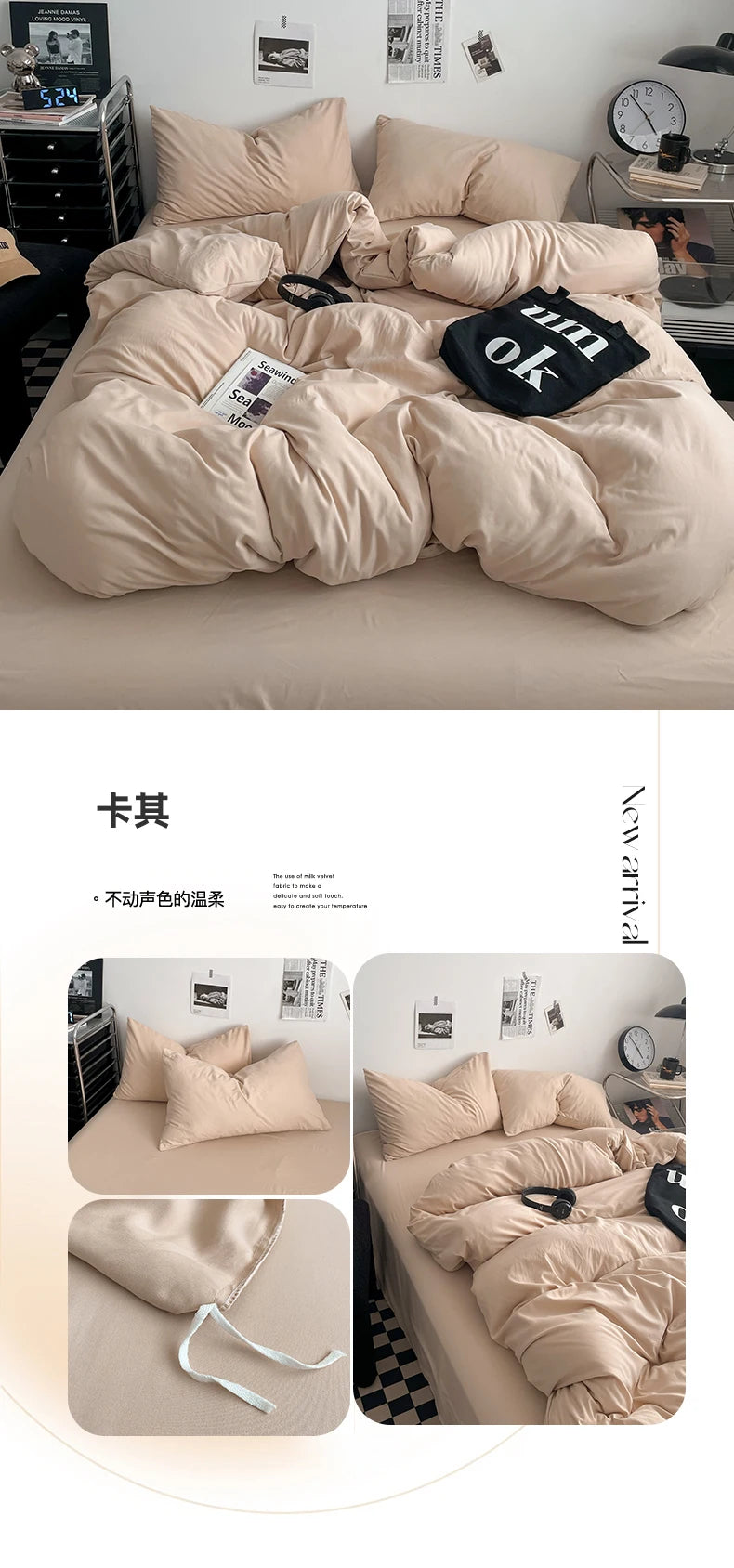 Juego de Ropa de Cama 100% Algodón, Juego de Sábanas de Algodón Lavado de Cuatro Piezas, Juego de Edredón, Funda de Edredón Doble para Parejas