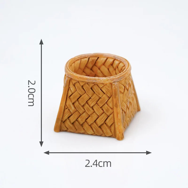 Cesta de Mimbre en Miniatura para Casa de Muñecas 1/12, Modelo de Cesta de Pan y Frutas, Accesorios para Escena de Cocina, Regalo para Niños
