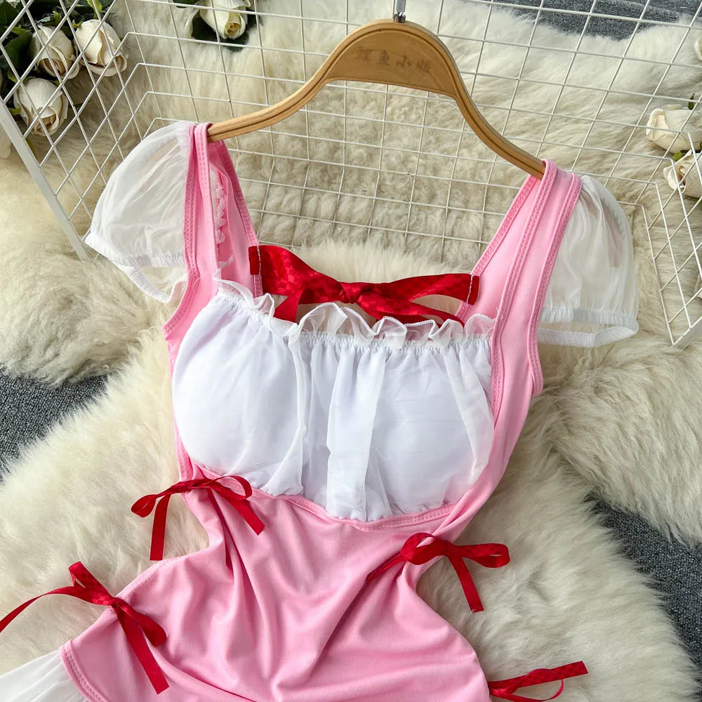 Ropa de dormir para fiesta de San Valentín, Catsuits combinados, peleles de tiras de malla eróticos íntimos ajustados, monos de mujer, lencería, conjuntos sexys