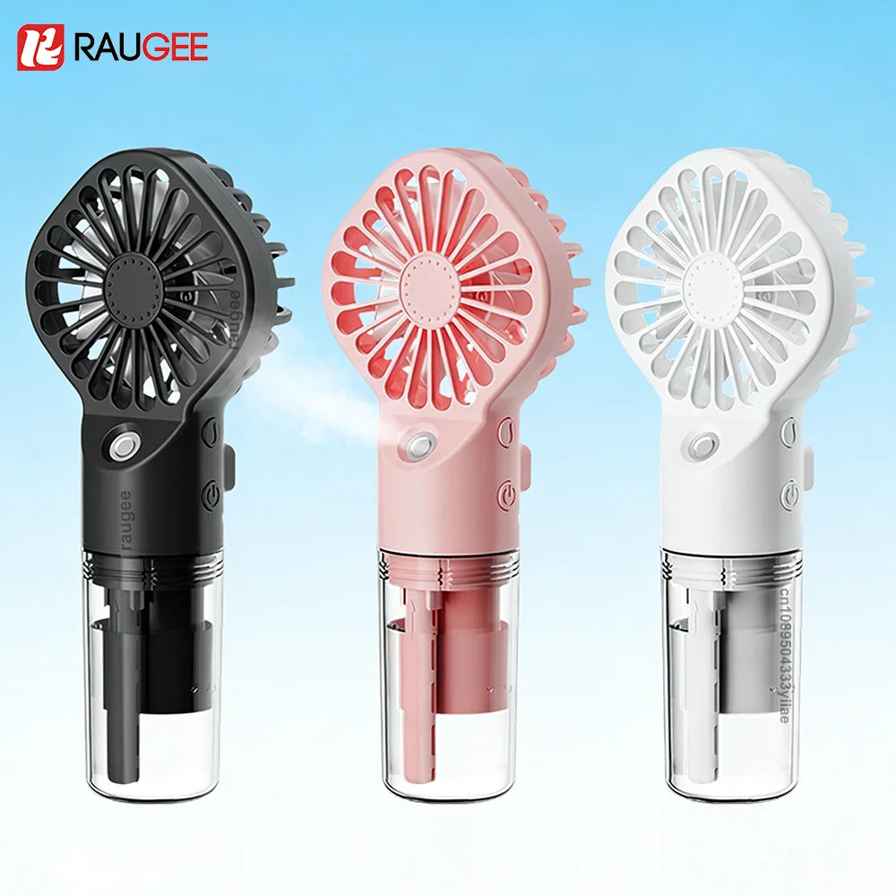 Ventilador de Mano Portátil con Rociador de Agua, Mini Ventilador USB Recargable, Humidificador, 4 Velocidades, Viento Potente, Ventilador Personal para Exteriores