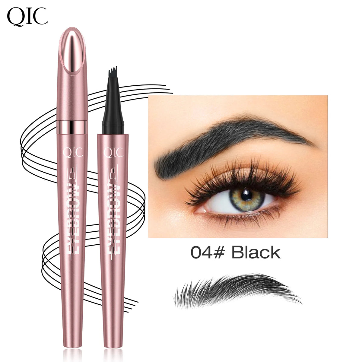 Lápiz de cejas con punta de 4 horquillas, Microblading 3D, resistente al agua, Color marrón oscuro, Color Natural, lápiz mágico para cejas de trazo fino, novedad de 2024