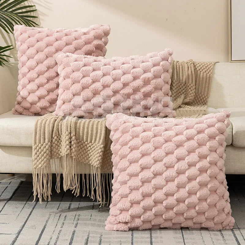 Funda de almohada tejida de terciopelo con copos de nieve, funda de almohada de Color sólido, funda de cojín de cintura suave y cómoda para sala de estar, sofá, decoración del hogar