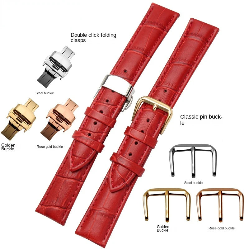 10mm 12mm 14mm 15mm 16mm 18m blanco rojo rosa para Casio Tissot correa de cuero genuino correa de reloj de mujer accesorios de pulsera