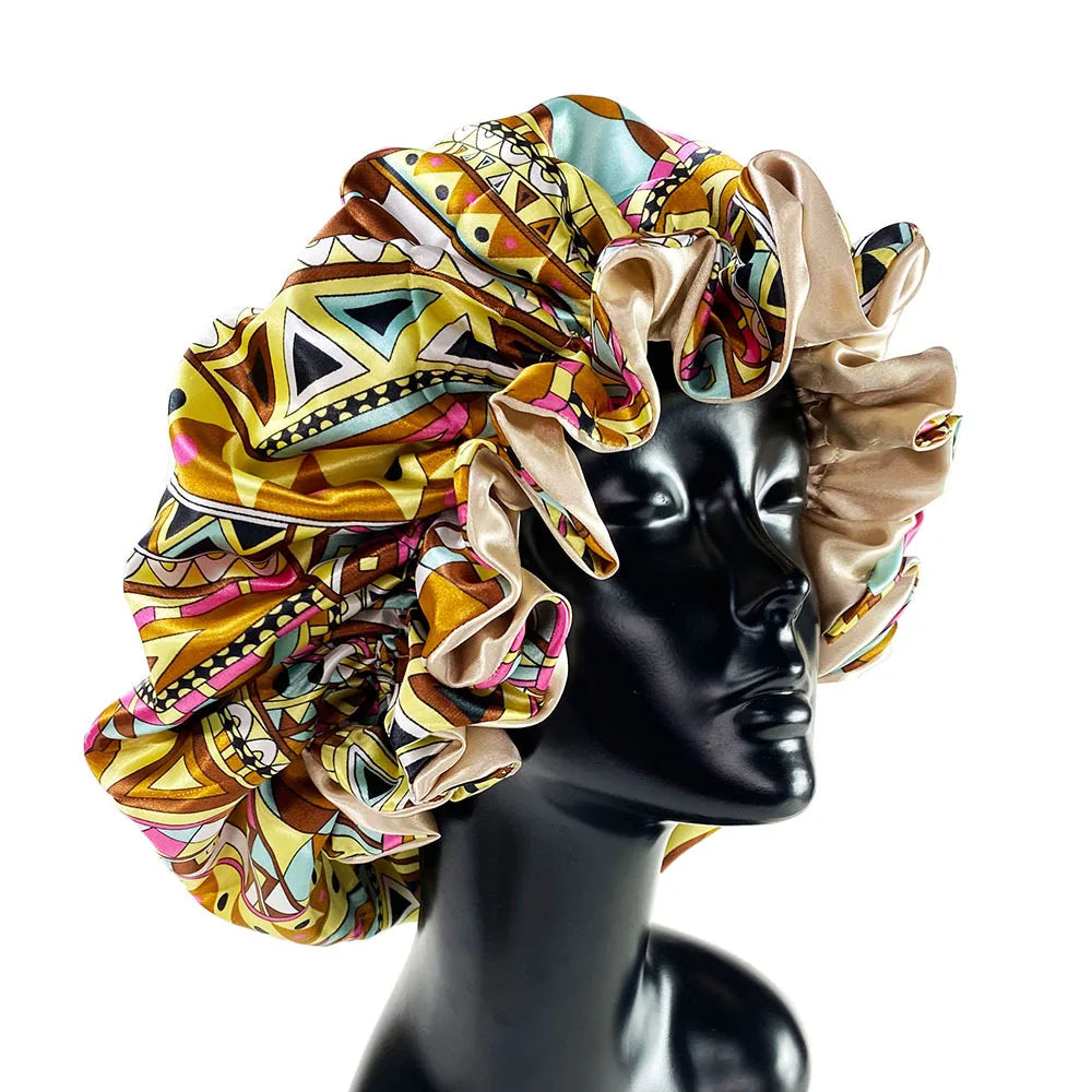 Nuevo Gorro de satén, gorro grande de satén forrado, gorro para dormir, gorro sedoso para dormir de noche, gorro para mujer, estilismo para el cabello