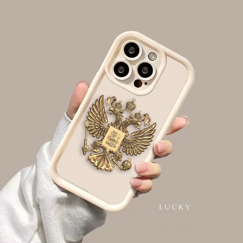 Funda de teléfono con emblema de banderas rusas para iPhone 15 14 13 12 11 Pro XS Max X XR SE 7 8 6 6S Plus Funda de silicona suave Funda Coque
