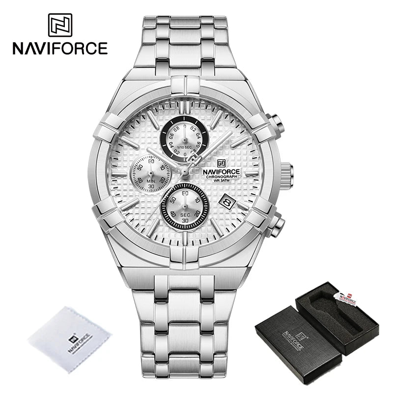 NAVIFORCE relojes originales para hombre, cronógrafo deportivo de cuarzo a la moda, reloj de pulsera para hombre Simple salvaje resistente al agua con pantalla