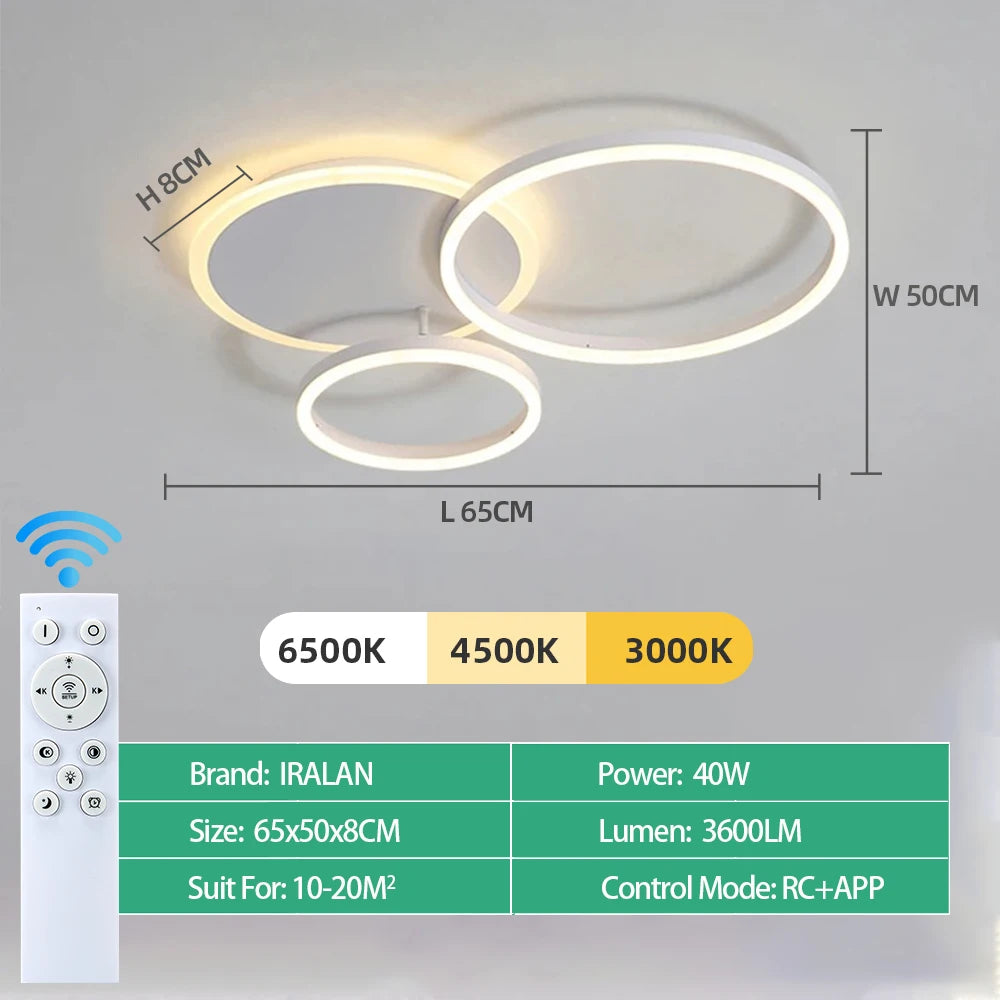 Lámpara de techo LED moderna, iluminación para el hogar, sala de estar, estudio, dormitorio, lámpara de techo regulable, iluminación interior, lámparas de decoración