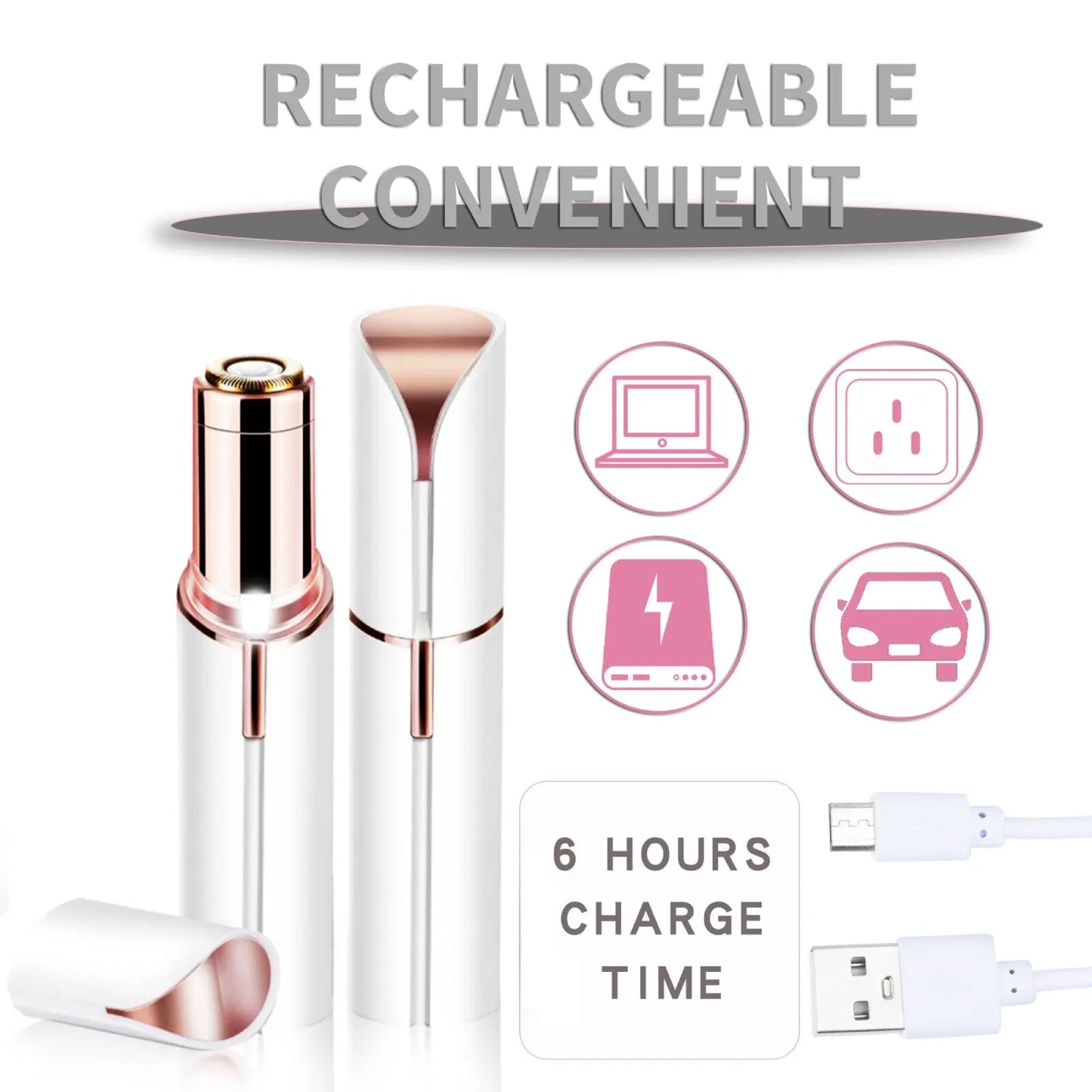 Depiladora eléctrica portátil en forma de lápiz labial para mujer, depilación Facial indolora y efectiva, herramienta de afeitadora para el hogar