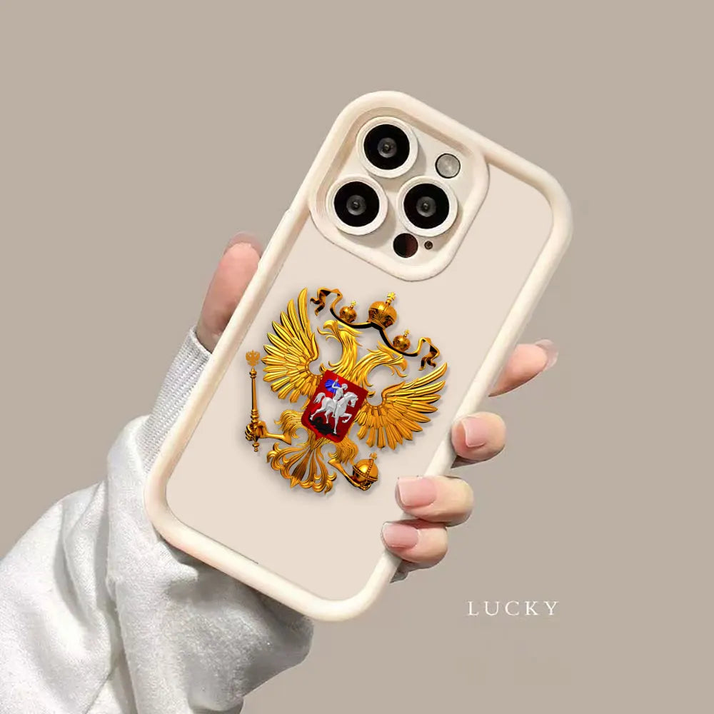 Funda de teléfono con emblema de banderas rusas para iPhone 15 14 13 12 11 Pro XS Max X XR SE 7 8 6 6S Plus Funda de silicona suave Funda Coque