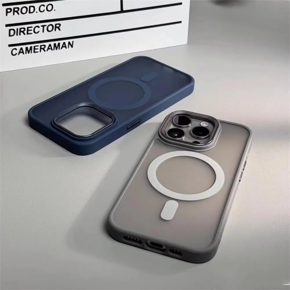 Funda protectora de cámara espiritual de lujo para iPhone 15 16 Pro Max 16 fundas Magsafe para iPhone 14 12 11 13 17 Pro Max cubierta mate