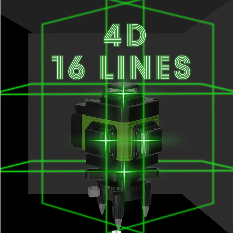 Láser 4D de 16 líneas Nivel 3 °   Herramienta de nivelación con función autonivelante, líneas láser omnidireccionales para piso y pared con trípode