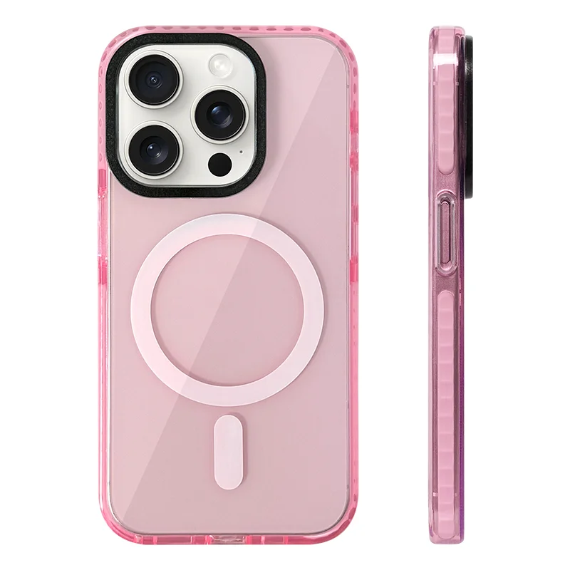 Funda Transparente de Silicona Suave con Carga Inalámbrica MagSafe en Colores Neón para iPhone 17, 17 Pro Max, 15, 16 Pro, 13, 14, 12