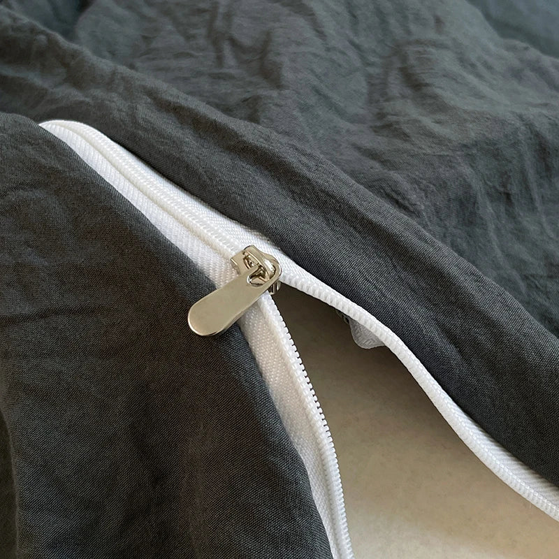 Juegos de fundas de edredón gris oscuro a la moda, fundas de edredón cepilladas, juegos de cama individual doble Queen, funda de almohada para niños, funda de edredón sólida