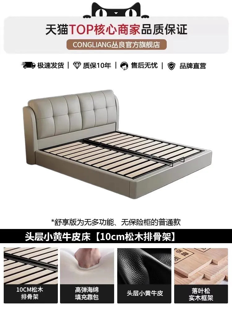 Cama de masaje moderna y sencilla, diseño de cama de dormir de madera, cama doble de lujo para niñas, cama Queen con plataforma, muebles de salón y suite.