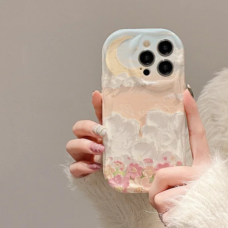 Funda de teléfono para OPPO Realme C53 C55 C11 2021 C33 C31 C35 C21Y C25Y C20 C21 C12 C15 C25 C30 C30S C25S 5 5i 5s 6i cubierta ondulada de flores