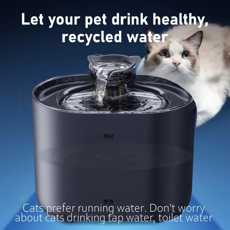 Fuente de agua para mascotas de 2,2 L, fuentes con dispensador automático de agua, agua potable dulce y filtrada y susurro, 1 ud.