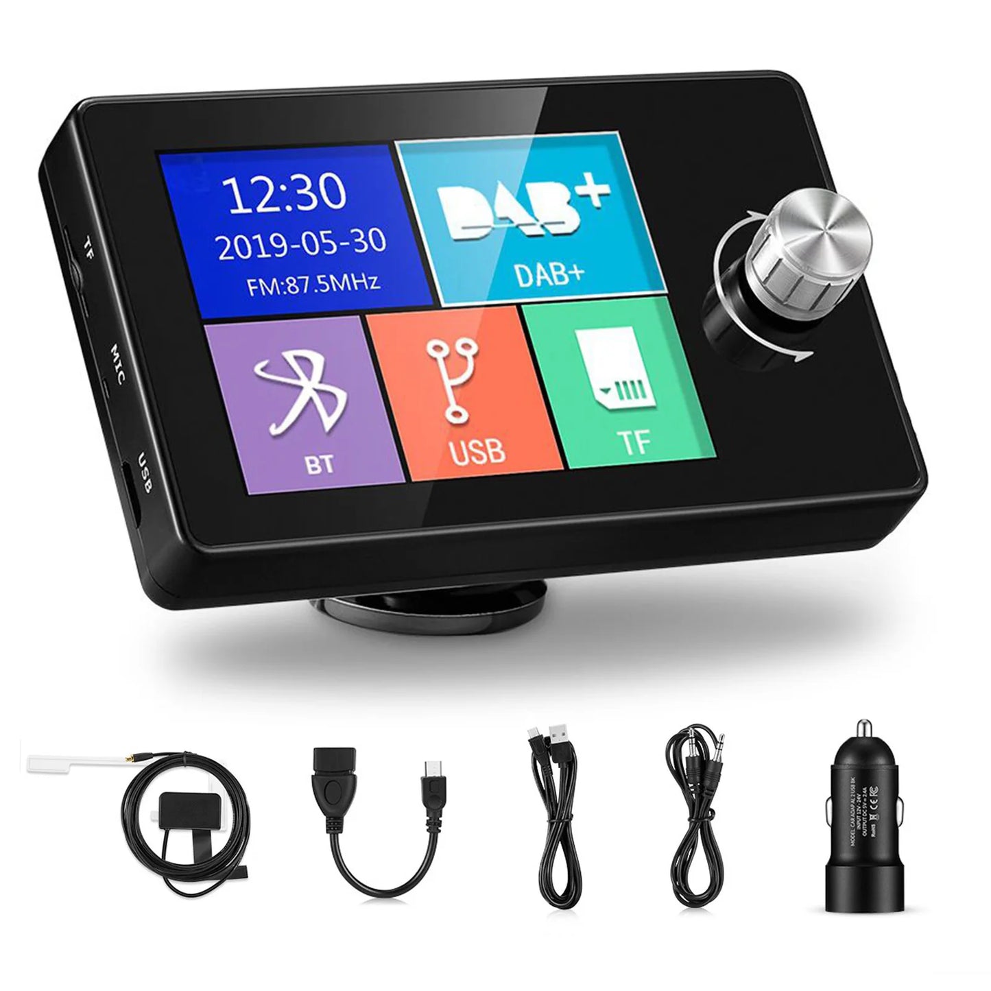 2.8inch Color Screen DAB/DAB+ Digital Broadcast Radio RDS Support FM Transmitter BT Music MP3 AUX Receiver