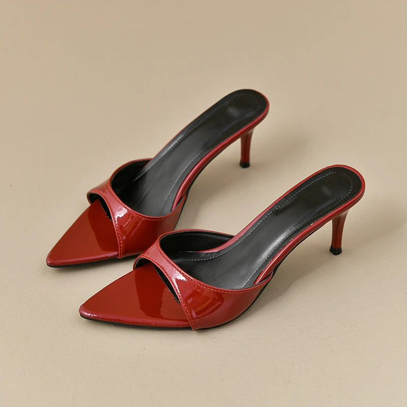 Tacones altos para mujer, moda de verano para mujer, tacones de aguja clásicos puntiagudos con punta abierta, sandalias sexis de fiesta para mujer