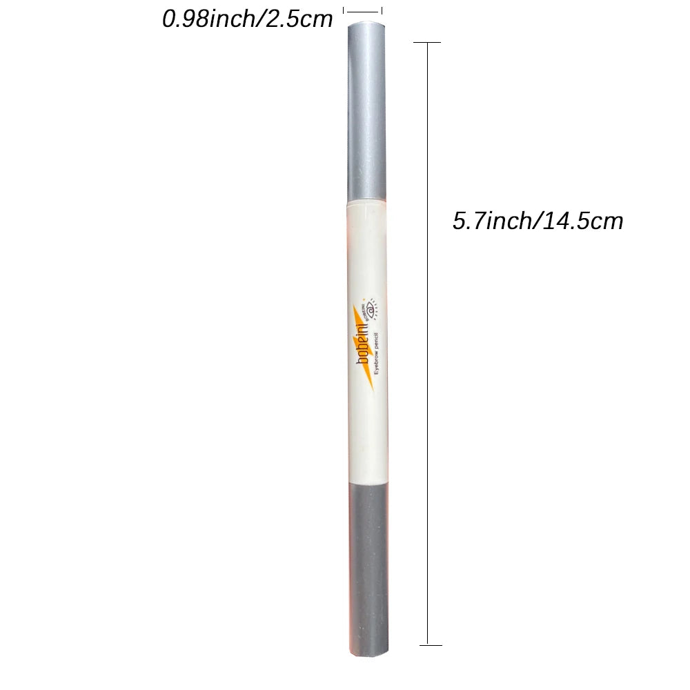 Lápiz de cejas de doble punta de cabeza fina: resistente al agua, duradero, rotación automática, punta de pincel, contorno, natural, certificado, unisex