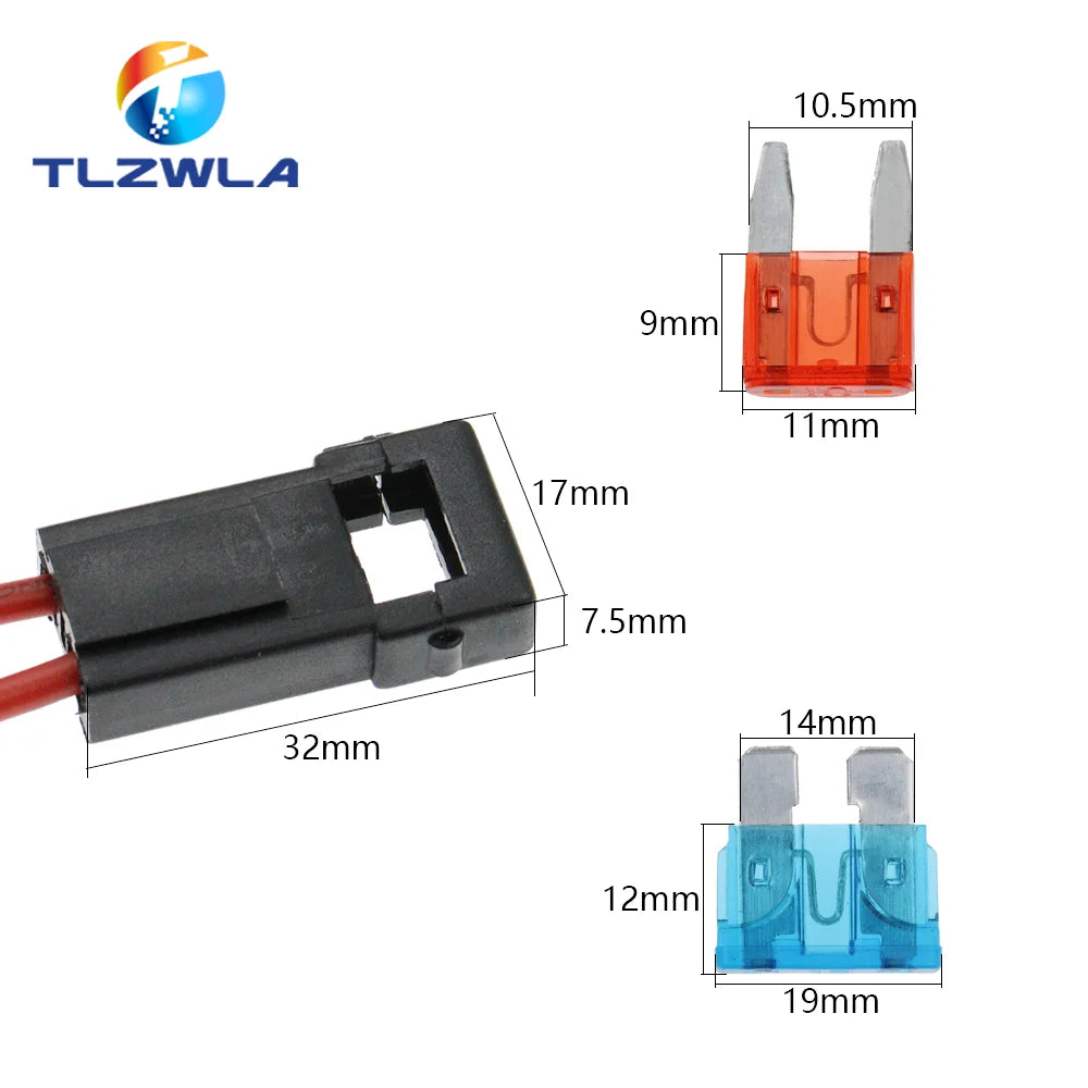 Caja de fusibles de coche mediana ATC, 18/16AWG, alambre de cobre, 32V, portafusibles pequeño con fusible y cuchilla para coche, 1A, 2A, 3A, 5A, 7,5a, 10A, 15A, 20A, 25A