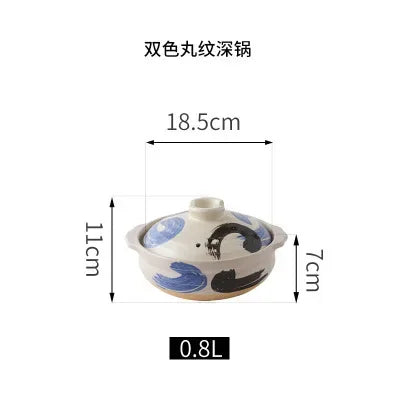 Cazuela de cerámica de estilo japonés, olla pequeña negra, cacerola de arcilla, utensilios de cocina para el hogar, suministros de cocina, olla para sopa, 1 Uds.