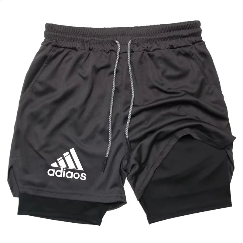 Pantalones cortos de compresión para hombre, pantalones cortos deportivos de entrenamiento para correr, pantalones cortos de secado rápido para gimnasio de verano en uno