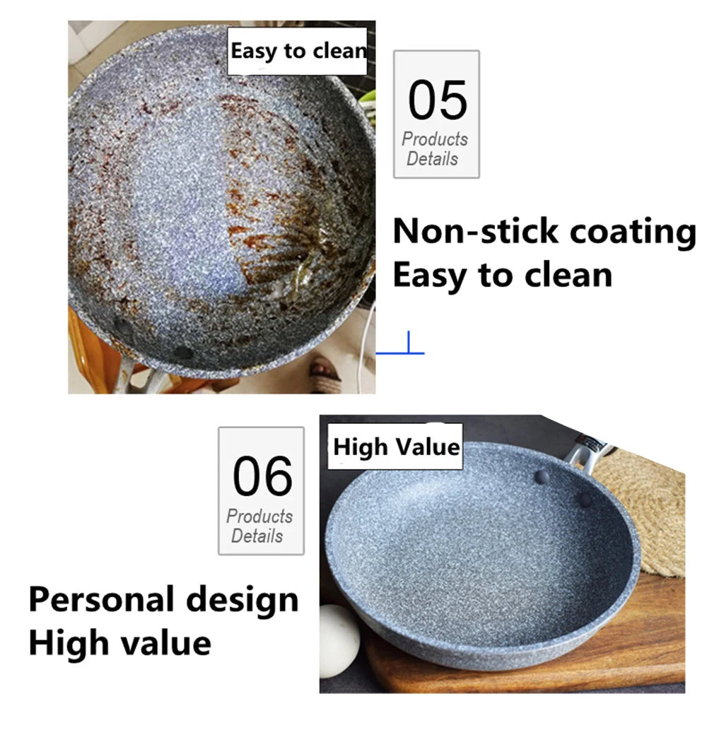 Sartén antiadherente para el hogar, Wok, Cocina de Inducción para panqueques, estufa de gas, cacerola especial, sartén antiadherente duradera