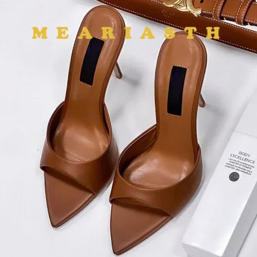 Zapatos de tacón alto con punta abierta para mujer, zapatillas exteriores de verano para fiesta, Stiletto, sandalias de charol de diseñador de lujo, 12/10cm