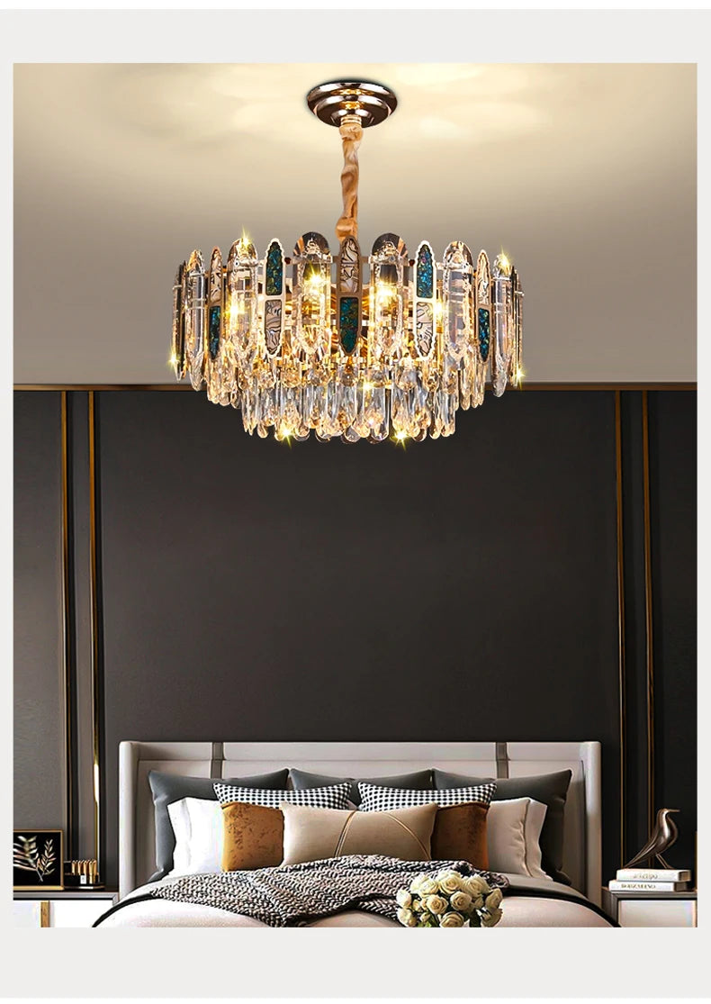 Techo para comedor, candelabro de cristal Led moderno, lámpara colgante de techo para sala de estar, Villa, Loft, iluminación colgante